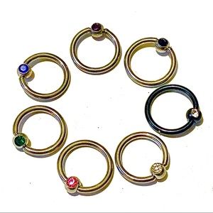 Captive Bead Ring Hoop 16g 8mm 5/16" Gem Ear Lip